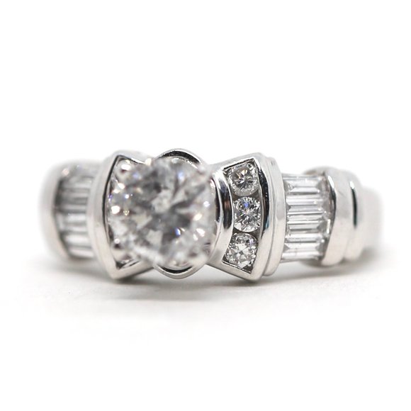 1.68 Carat 14k White Gold Diamonds Engagement Ring - Picture 4 of 12